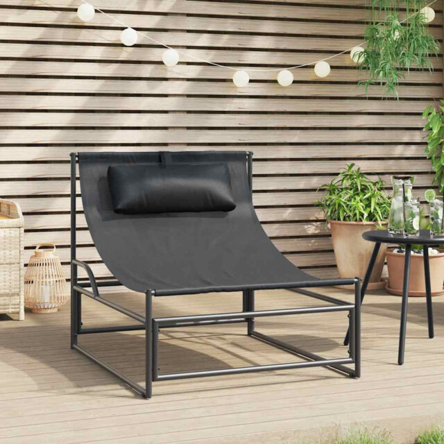 Garden Lounger Chair Anthracite 87X74x73 Cm Steel And PVC-coated polyester