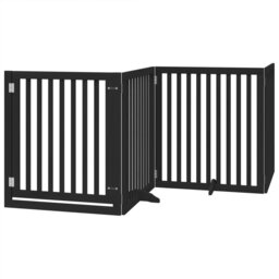 Archie & Oscar Dog Gate With Door Foldable 12 Panels Brown 600 Cm Poplar Wood