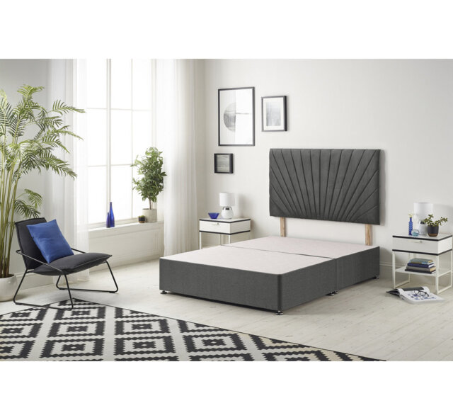 SantaFe Tweed Fabric Divan Bed Base and Headboard with Optional Drawers