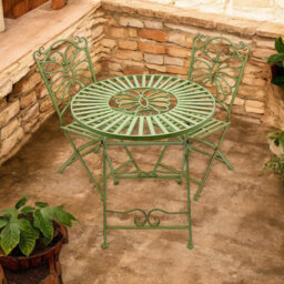 Windermere 2-Person Metal Patio Foldable Dining Set â Stylish Durable Round Table & Chair Set for Garden & Outdoor Seating
