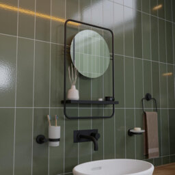 Metal Rectangle Wall Mirror with Shelves