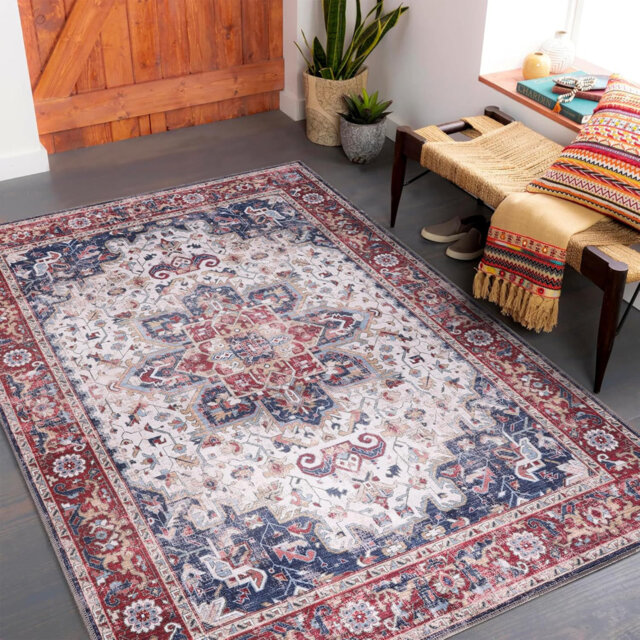 Non Slip Area Rugs Machine Washable Carpet Pad Entryway Rug Low Pile Modern Mat For Bedroom - 1323