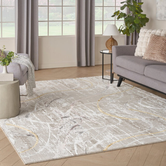 Ivory Multicolor Modern Rug, Anti Shed Abstract Rug, 10Mm Thick Abstract Rug For Bedroom, & Dining Room