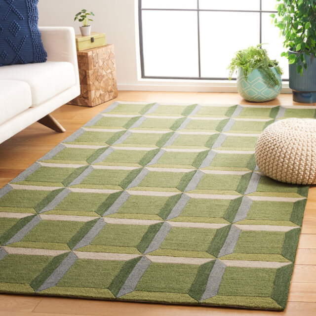 Genre Geometric Area Rug In Green / Beige