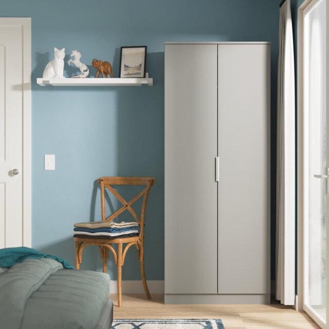 Biernat 2 Door Wardrobe in Uniform Grey & Dusk Grey