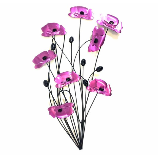 Poppy Handmade Plants & Flowers Wall Decor on Metal