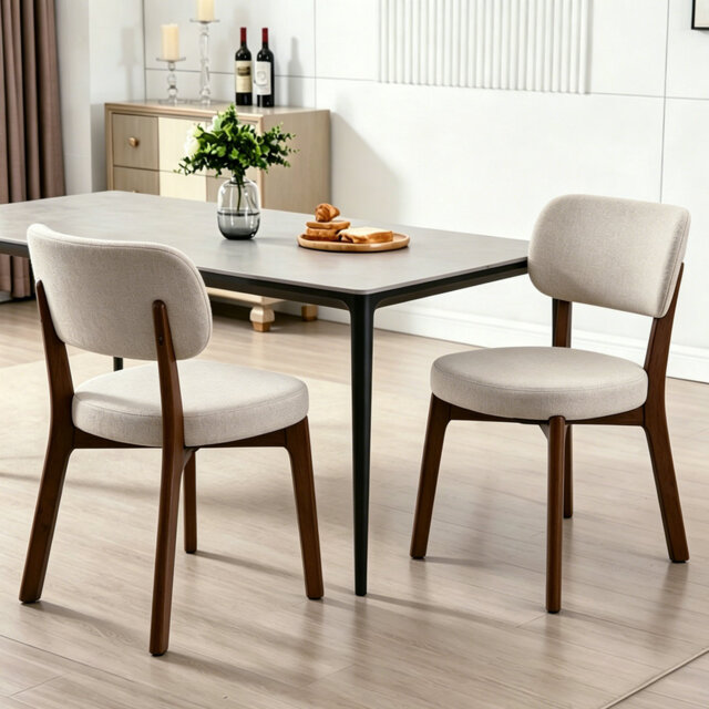 Set of 2 Upholstered Dining Chair with Wooden Frame