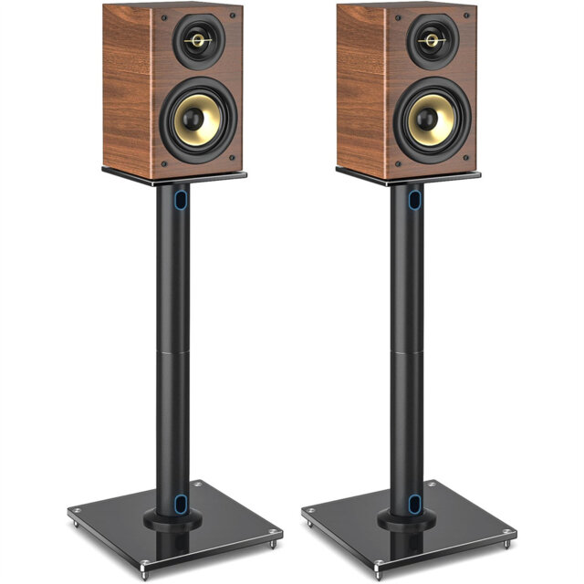 68cm Universal Floor Fixed Height Speaker Stand 28 Inch For Surround Sound - Holds Satellite & Small Bookshelf Speakers Up To 10Kgs - Cable Management