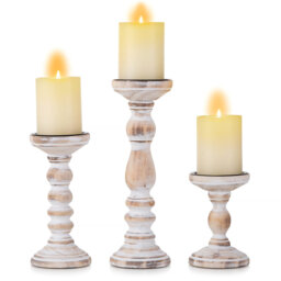 3 Piece Wood Candlestick Set