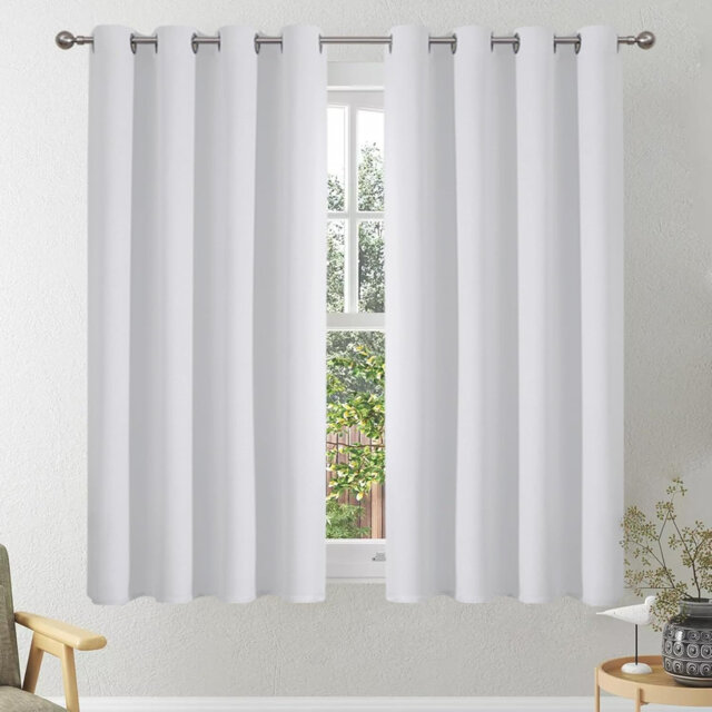 W46 x L54 Inch Eyelet Blackout Curtains, 54 Inch Drop Thermal Insulated Light Blocking Short Window Drapes