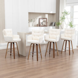Swivel Upholstered Counter Stool with Solid Wood Frame