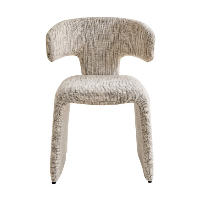 Nordic Style Upholstered Dining Chairs, Curved Back Linen Fabric Side Chairs With Integrated Legs, For Dining Room Kitchen