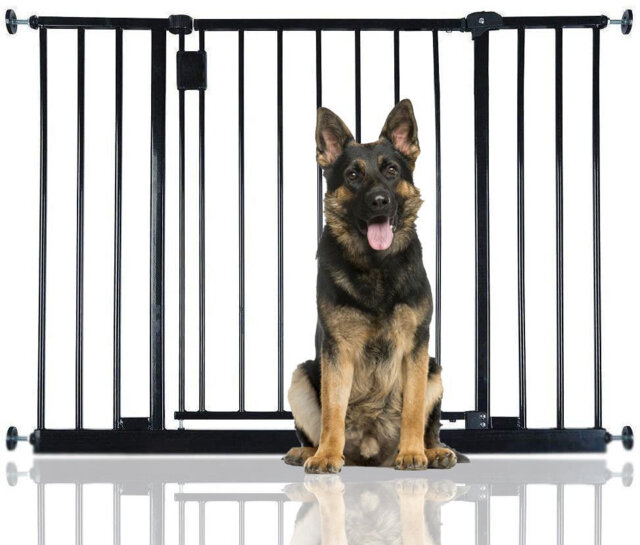 Latitude Run Extra Wide Hallway Dog Gate, Pressure Fit Pet Gate, Puppy Safety Barrier for Hallways and Wide Spaces, Easy Installation