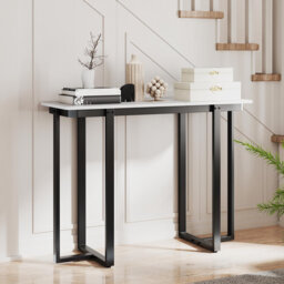 Console Table Modern Faux Marble Entryway Table White