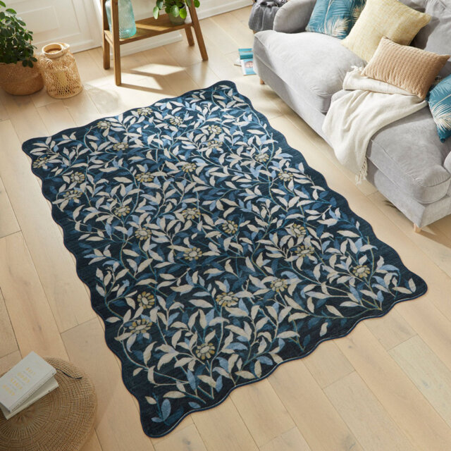 Navy Modern Soft Washable Rug, Stain Resistant Area Rug For Bedroom, & Dining Room