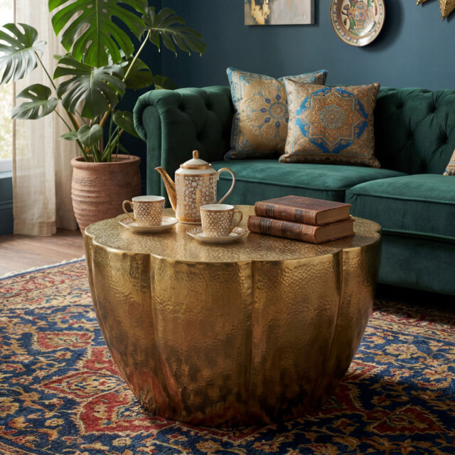 Round Gold Aluminium Coffee Table