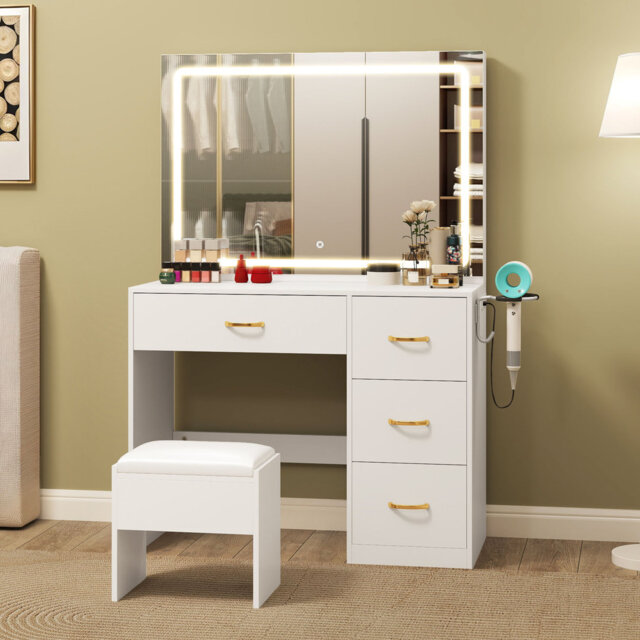 Dajanea Dressing Table with Mirrorï¼Makeup Vanity Table Set for Bedroom