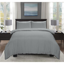 luxury Microfiber Satin Stripe Duvet cover set with 2 pillow cases