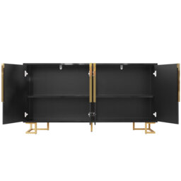Sideboard With 4 Doors And Metal Legs Black