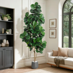 Artificial Banyan Tree – Faux Banyan with Pot, Natural Wood Trunk & Lifelike Fruits, Tall Indoor/Outdoor Fake Plant for Modern Home, Office, Living Ro