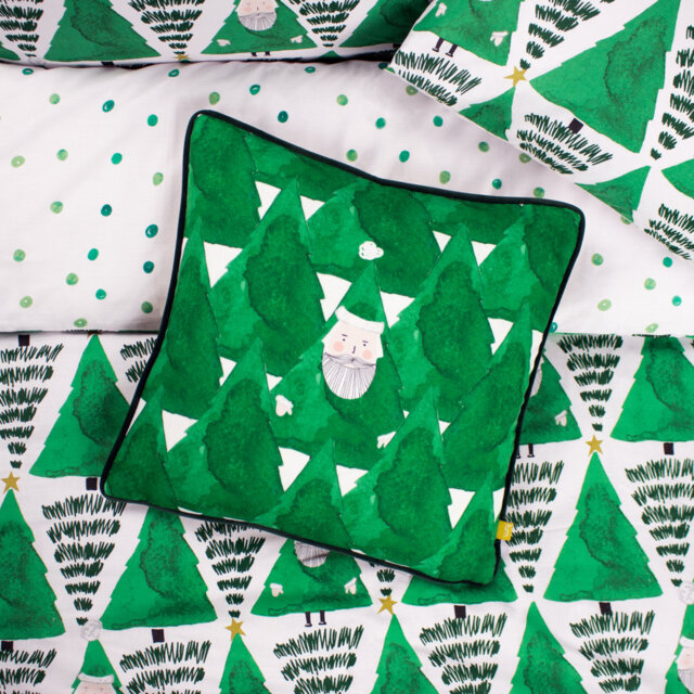 Hide And Seek Santa Abstract Square Scatter Cushion Cushion Cover