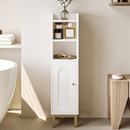 Bathroom Cabinet, Small Corner Floor Cabinet with Door and Shelves, Narrow Toilet Paper Cabinets, Bathroom Organizer with Adjustable Shelf, for Small
