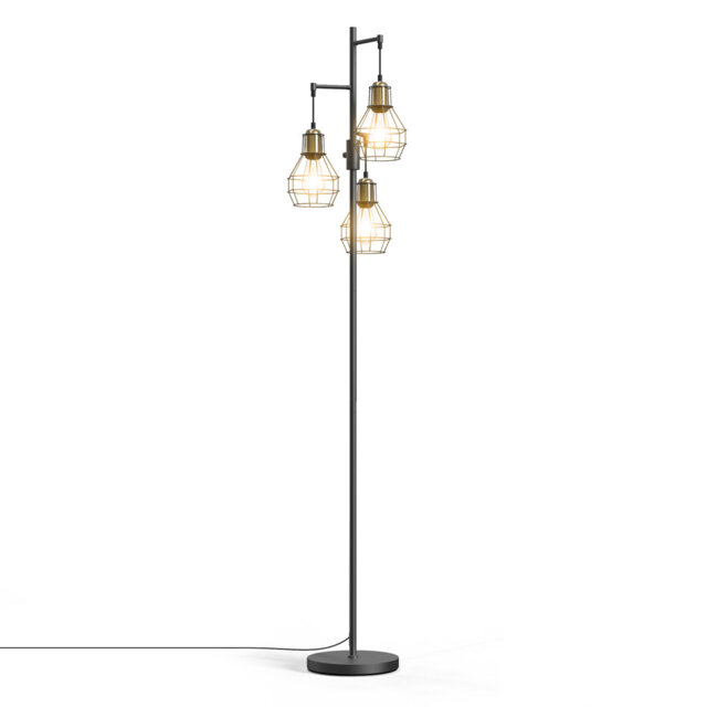 Andriel 175CM Polished Floor Lamp 3 Dimmable Lights, Standing Reading Light Lamp For Bedroom, Living Room