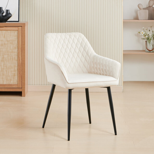 Vintage Upholstered Casual Velvet Dining Chairs with Arms Set of 1/3