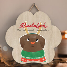 Rudolph Santa Paws Wooden Plaque Pawprint Vivid Squid Wholesale Wall Decor