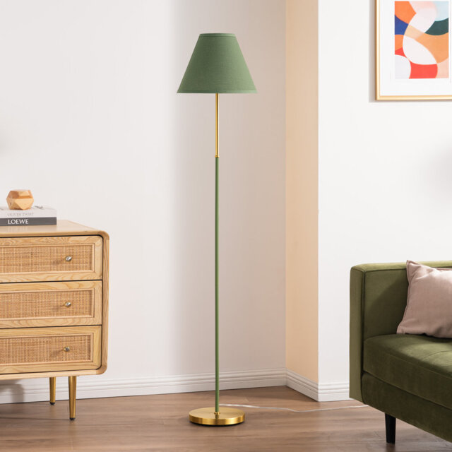 158cm Traditional Floor Lamp with Linen Lampshade (Bulb Included)