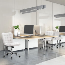 Modern Tufted Armless Leather Desk Chair