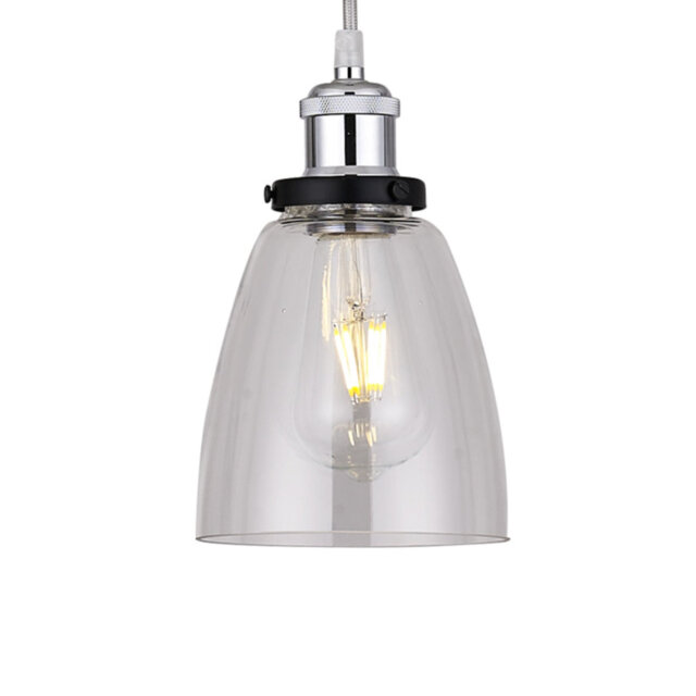 Clear And Smoked Glass 16cm H Glass Bowl Pendant Shade ( Screw On )