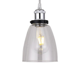 Clear And Smoked Glass 16cm H Glass Bowl Pendant Shade ( Screw On )