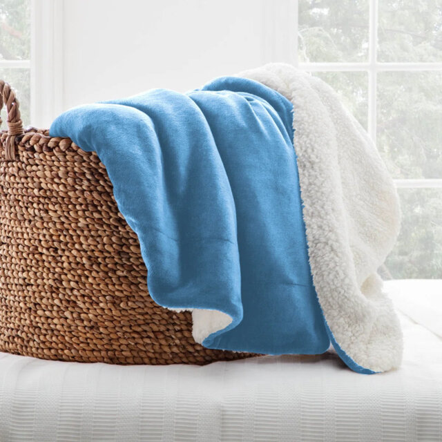 Reversible Soft Sherpa Fleece Fur Thick Dual Sided Blanket Throw
