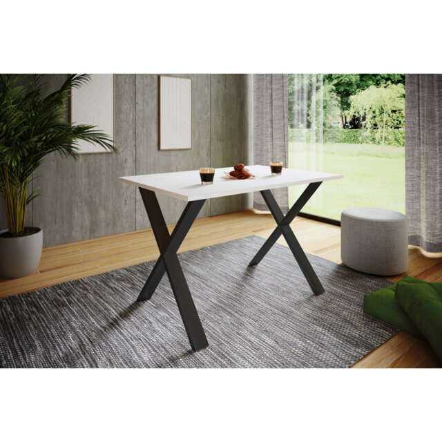 "Latitude Run ""Xona"" dining table with X-shaped legs"
