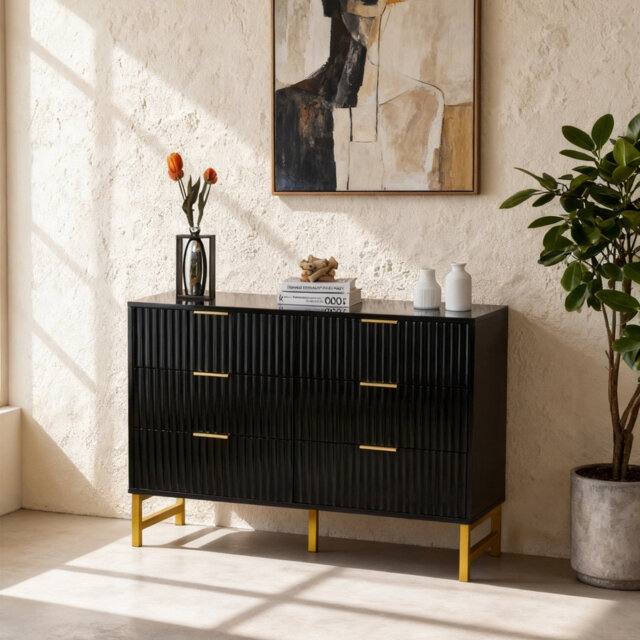 wayfair black dresser COWMOU for Bedroom, 53.1'' Wide Chest of Drawers with 6 Drawers, Large Storage Wooden Dresser for Living Room, Entryway, Hallway : Home & Kitchen this wood dresser features a clean silhouette 63" Black 9 Drawer Dresser
