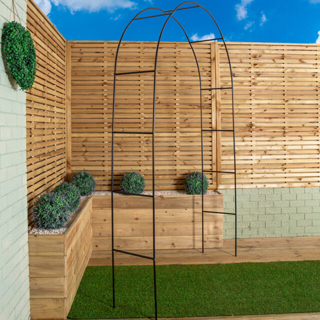 Charleah 140cm W x 140cm D Metal Arbour in Black