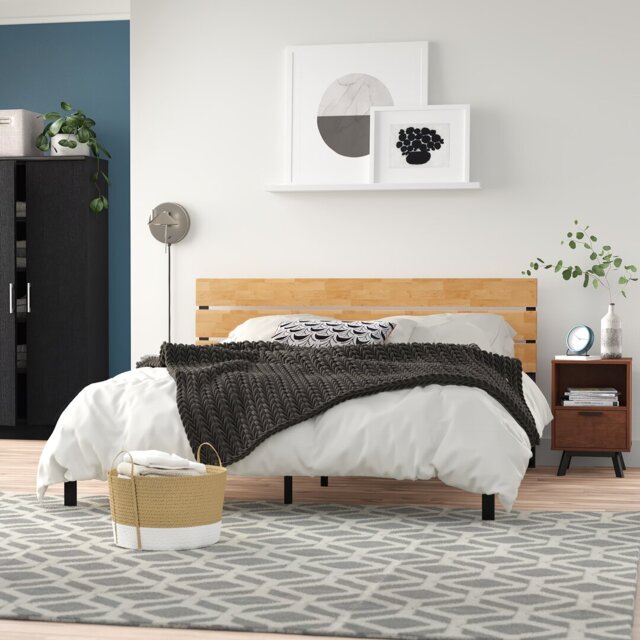 Eleanor Modern Metal Bed frame with Bamboo Headboard