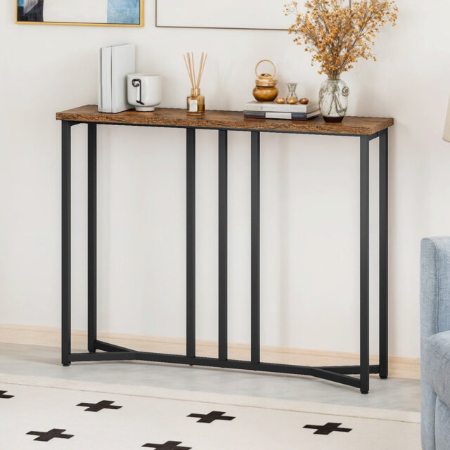 Set Of 2 Console Table, Slim Console Table For Hallway, Metal Frame, Sofa Table