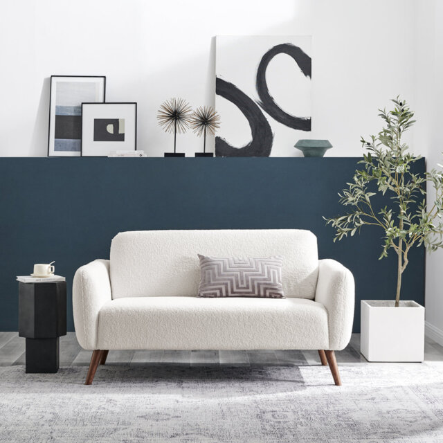 Tolly Seater Sofa Modern Deco Design - Soft Touch Luxury Velvet Retro Accent Chair In a Box