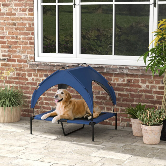 CanopyNest Portable Dog Bed with Breathable Mesh and Protective Canopy