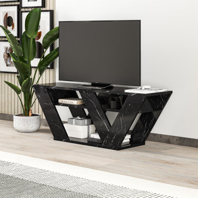 "Kirstin 110 Cm TV Stand for TVs up to 48"" - Modern Entertainment Unit with V-Shaped Legs"