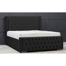 Lucio Velvet Upholstered Bed Frame - Curved Headboard, Sprung Slatted Base
