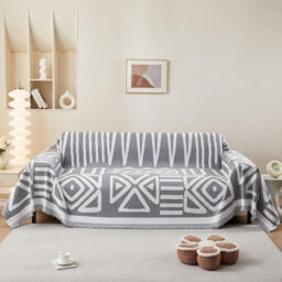 Boho Sofa Cover for 2 3 4 Seater, Chenille AB Sided Slipcover for Corner Sofa