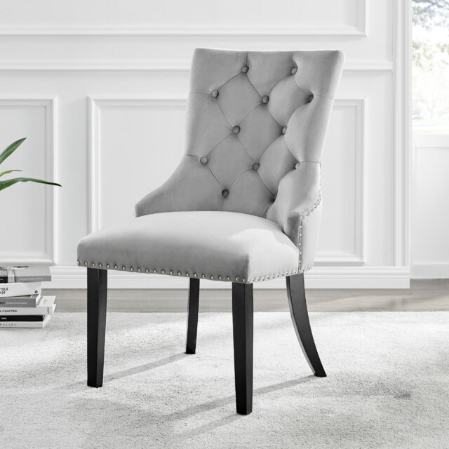 Eubanks Velvet Knockerback Dining Chairs with Metal Rivets and Chrome Legs
