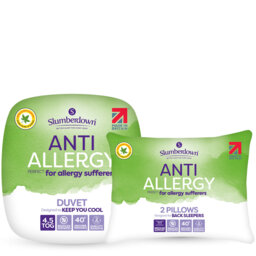 Slumberdown Anti Allergy 4.5 Tog Summer Duvet with 2 Pillows