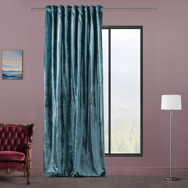 Blackout Thermal with Liner Extra Long & Extra Wide Shiny Velvet Decorative Curtain Panel