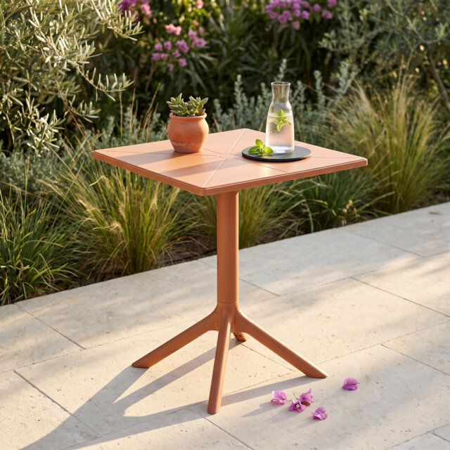 Dejanae Outdoor Bistro Table, Square Spacious Tabletop