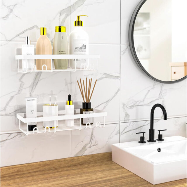 Shower Caddy Shelf Organiser 2 Pack, No Drill Shower Shelves,Self Adhesive Bathroom Storage