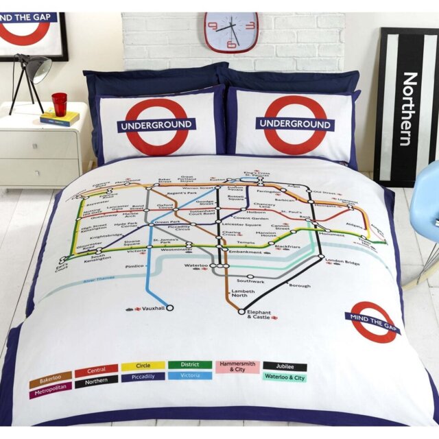 Manzi White/Blue/Red Modern & Contemporary Duvet Covet Set